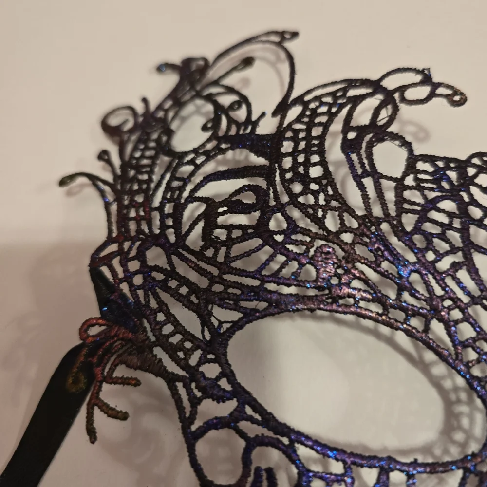 HANDCRAFTED Upcycled Lace Eye Mask HANDPAINTED Festival Mask Comic Con Sexy Fun